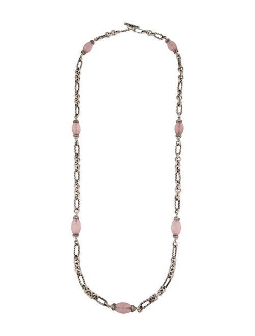 David Yurman 1.45ctw Diamond & Rose Quartz Figaro Station Necklace