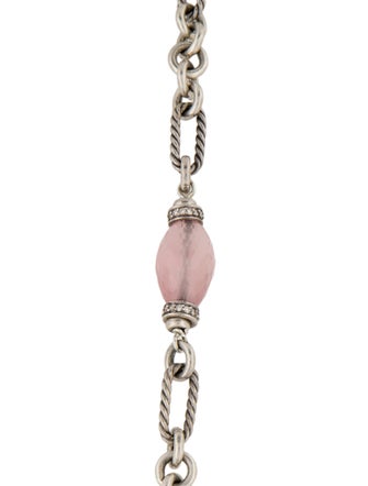 David Yurman 1.45ctw Diamond & Rose Quartz Figaro Station Necklace