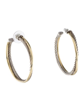 David Yurman Two-Tone Crossover XL Hoop Earrings