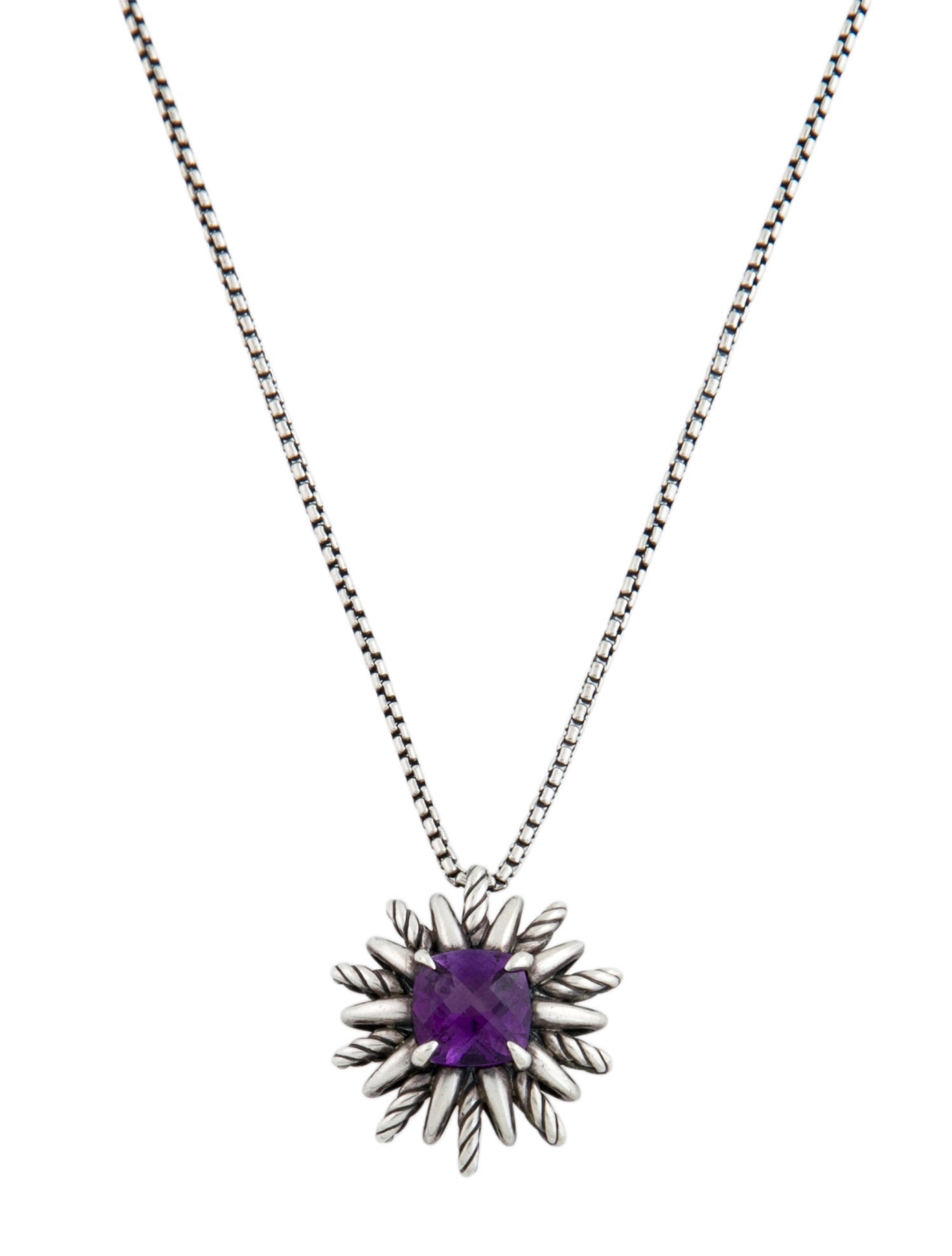 David Yurman Amethyst Starburst Pendant Necklace