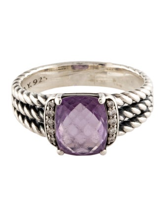 David Yurman Amethyst & Diamond Petite Wheaton Cocktail Ring