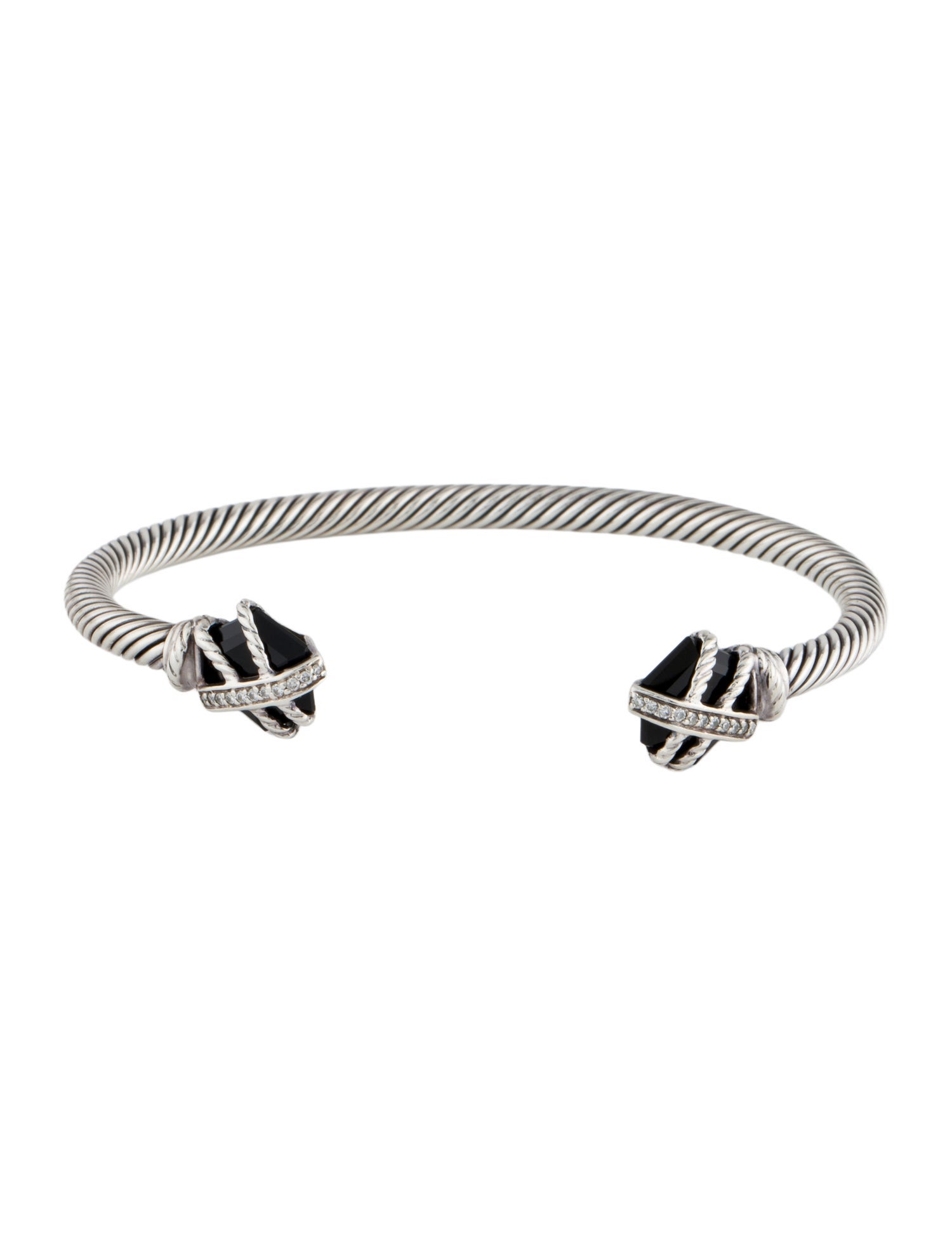 David Yurman Onyx & Diamond Cable Wrap Bracelet