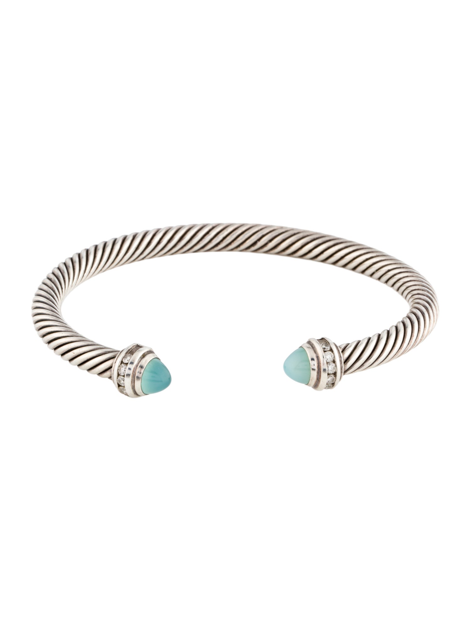 David Yurman Chalcedony & Diamond Classic Cable Cuff