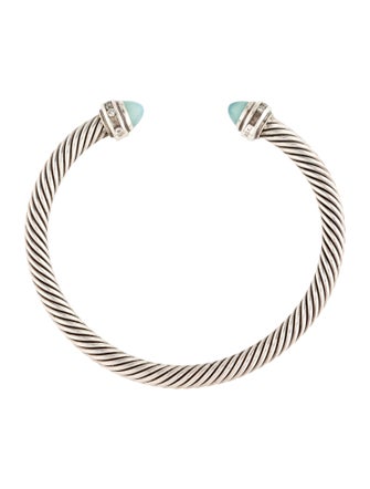 David Yurman Chalcedony & Diamond Classic Cable Cuff