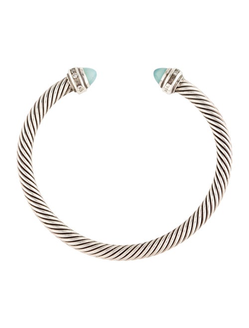 David Yurman Chalcedony & Diamond Classic Cable Cuff