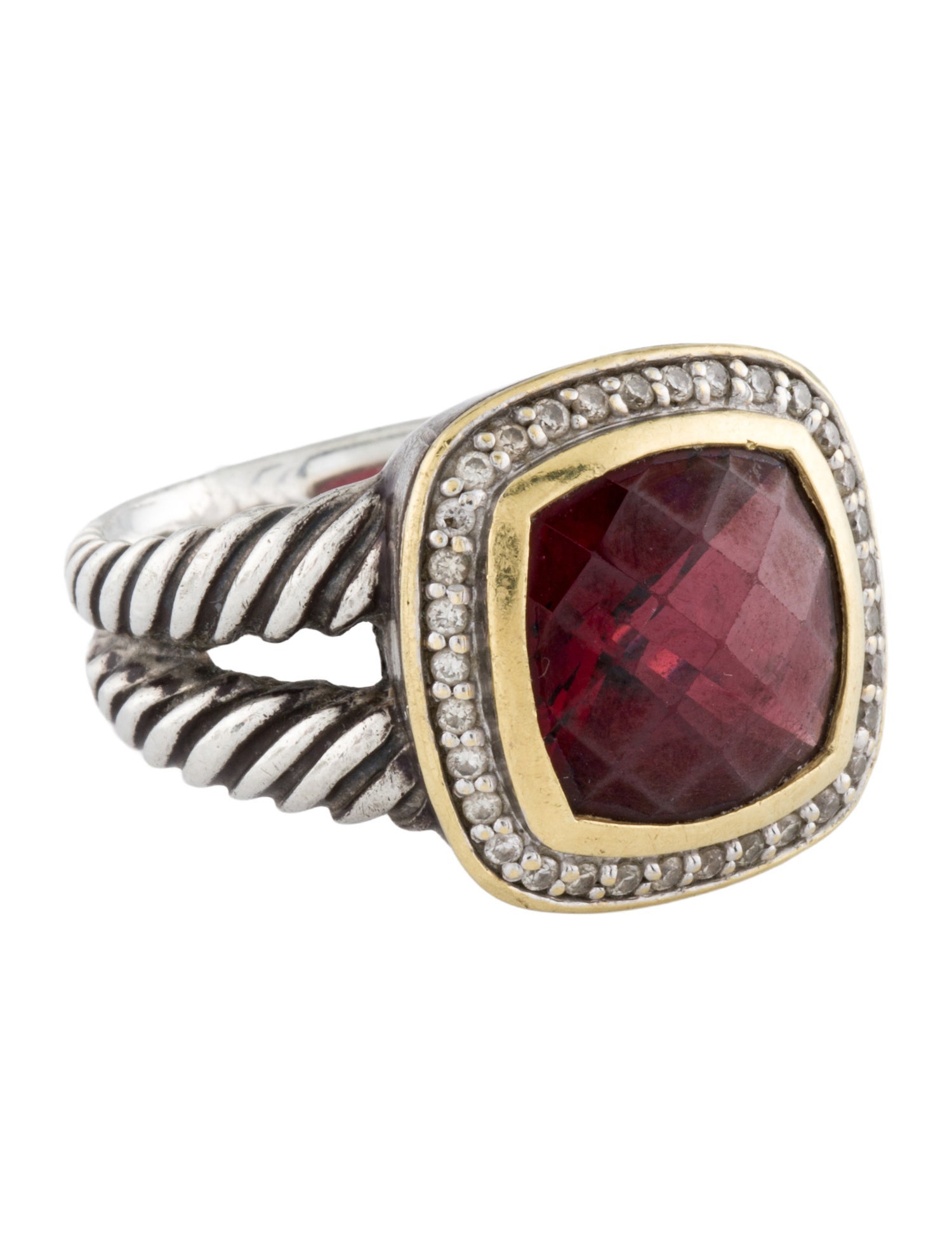 David Yurman Garnet & Diamond Albion Cocktail Ring