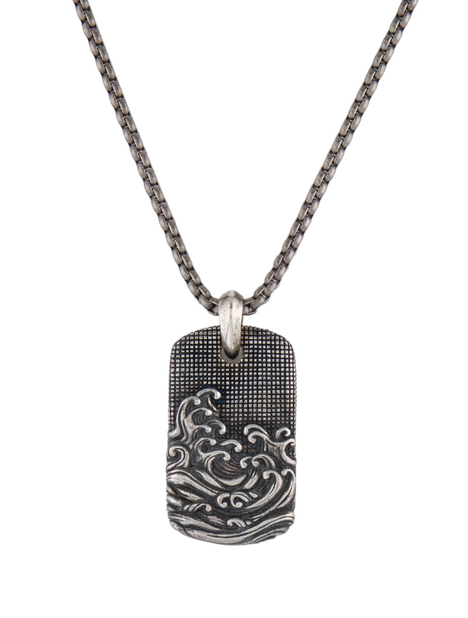 David Yurman Waves Tag Pendant Necklace