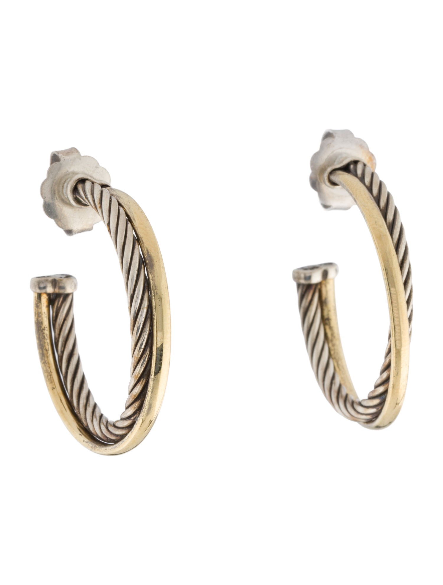 David Yurman Two-Tone Crossover Hoop Earrings
