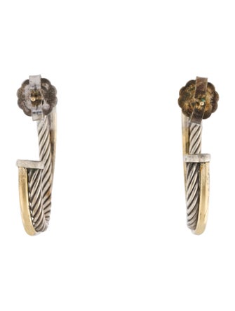 David Yurman Two-Tone Crossover Hoop Earrings