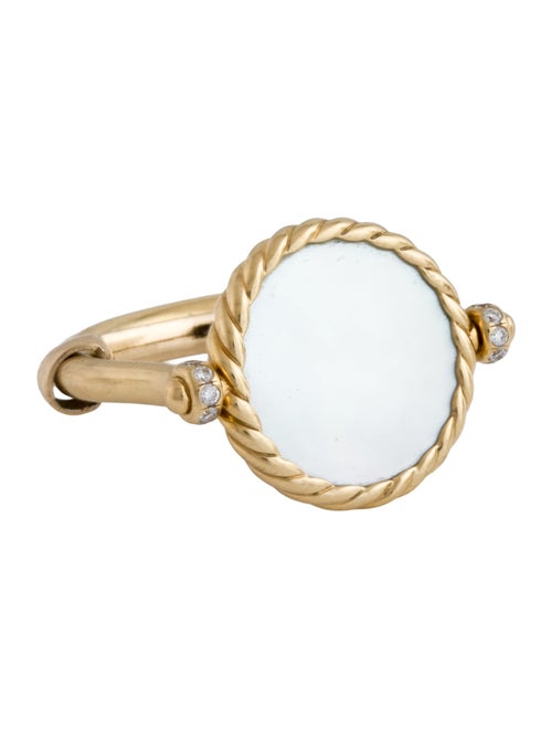 David Yurman 18K Onyx & Mother of Pearl Swivel Ring