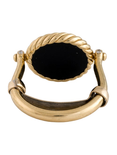 David Yurman 18K Onyx & Mother of Pearl Swivel Ring