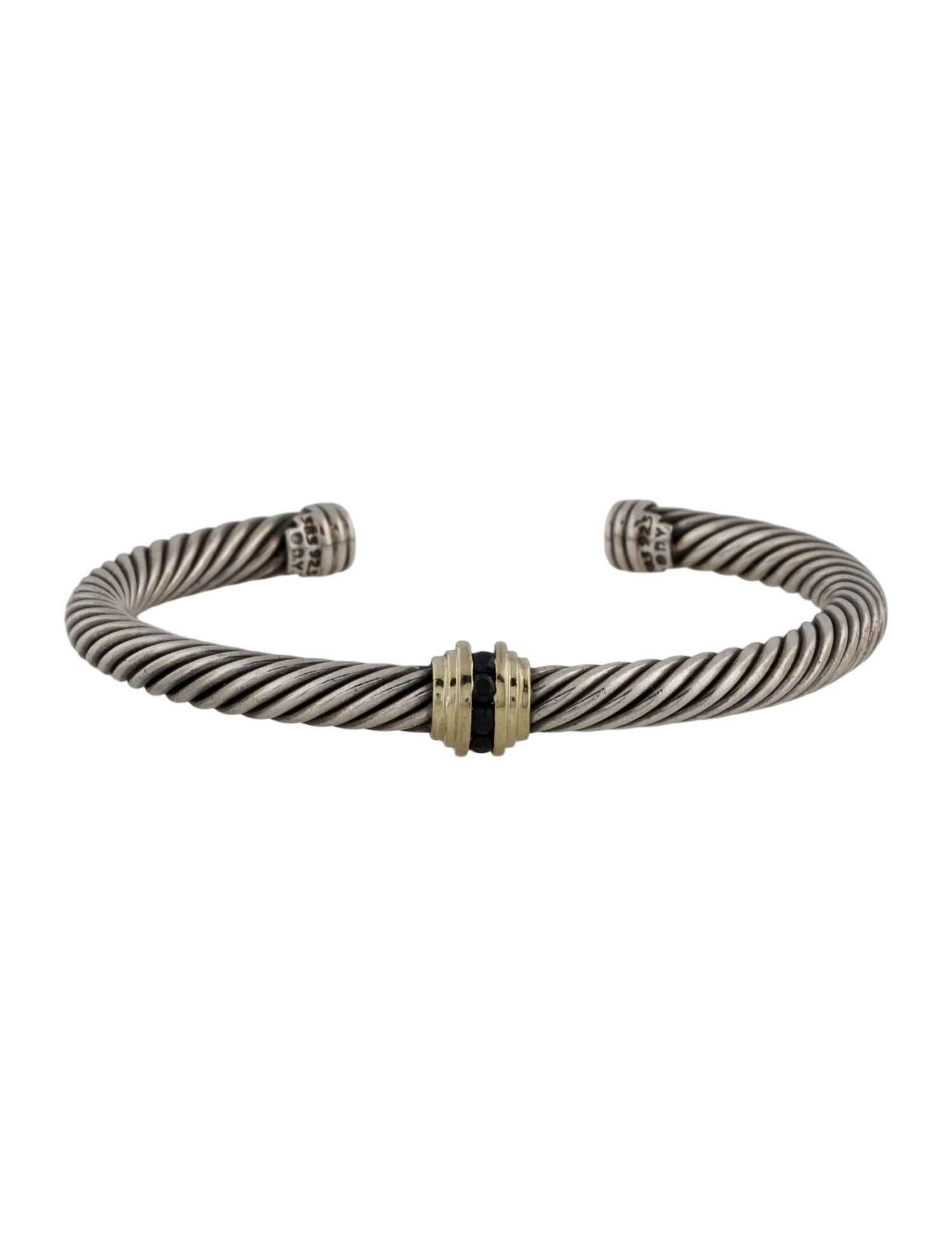 David Yurman Two-Tone Sapphire Cable Classics Cuff Bracelet