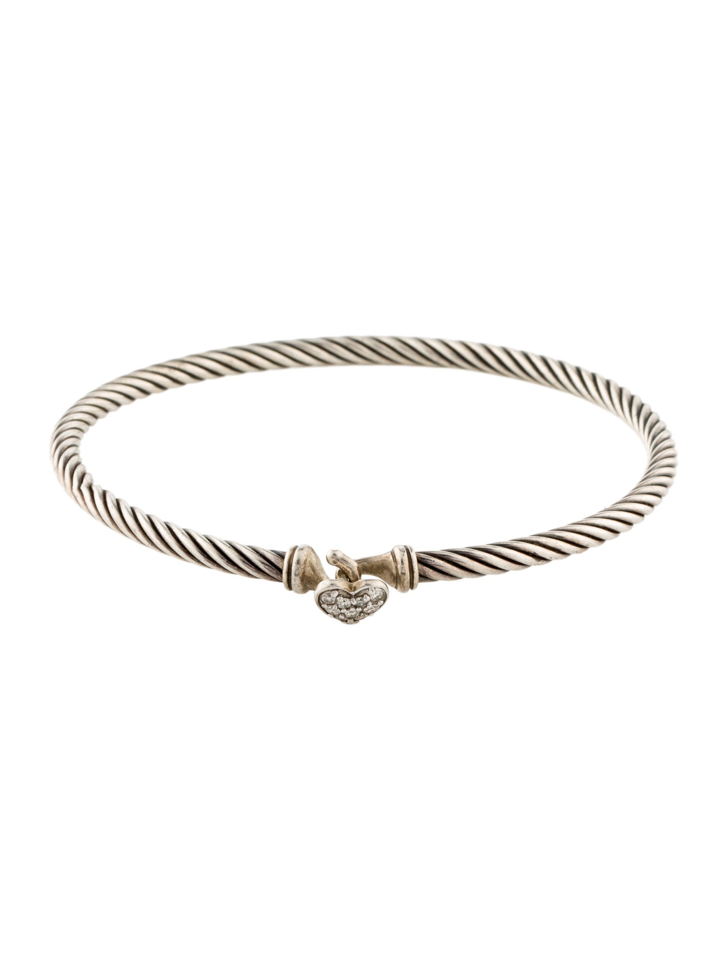 David Yurman Diamond Classic Cable Heart Station Bracelet