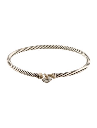 David Yurman Diamond Classic Cable Heart Station Bracelet