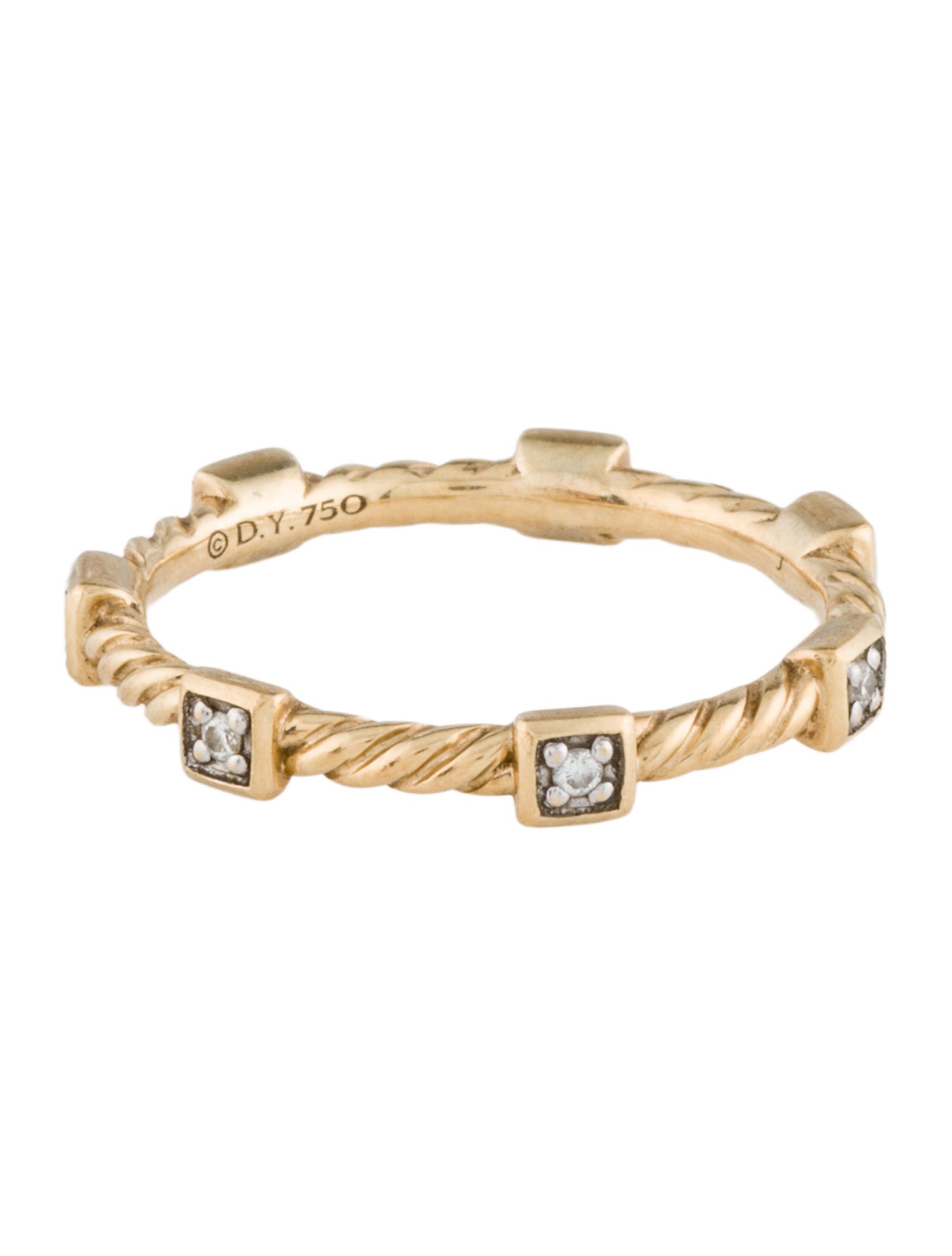 David Yurman 18K Diamond Cable Collectables Station Stack Ring