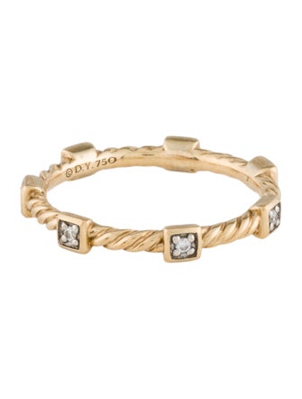 David Yurman 18K Diamond Cable Collectables Station Stack Ring