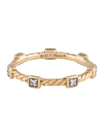 David Yurman 18K Diamond Cable Collectables Station Stack Ring