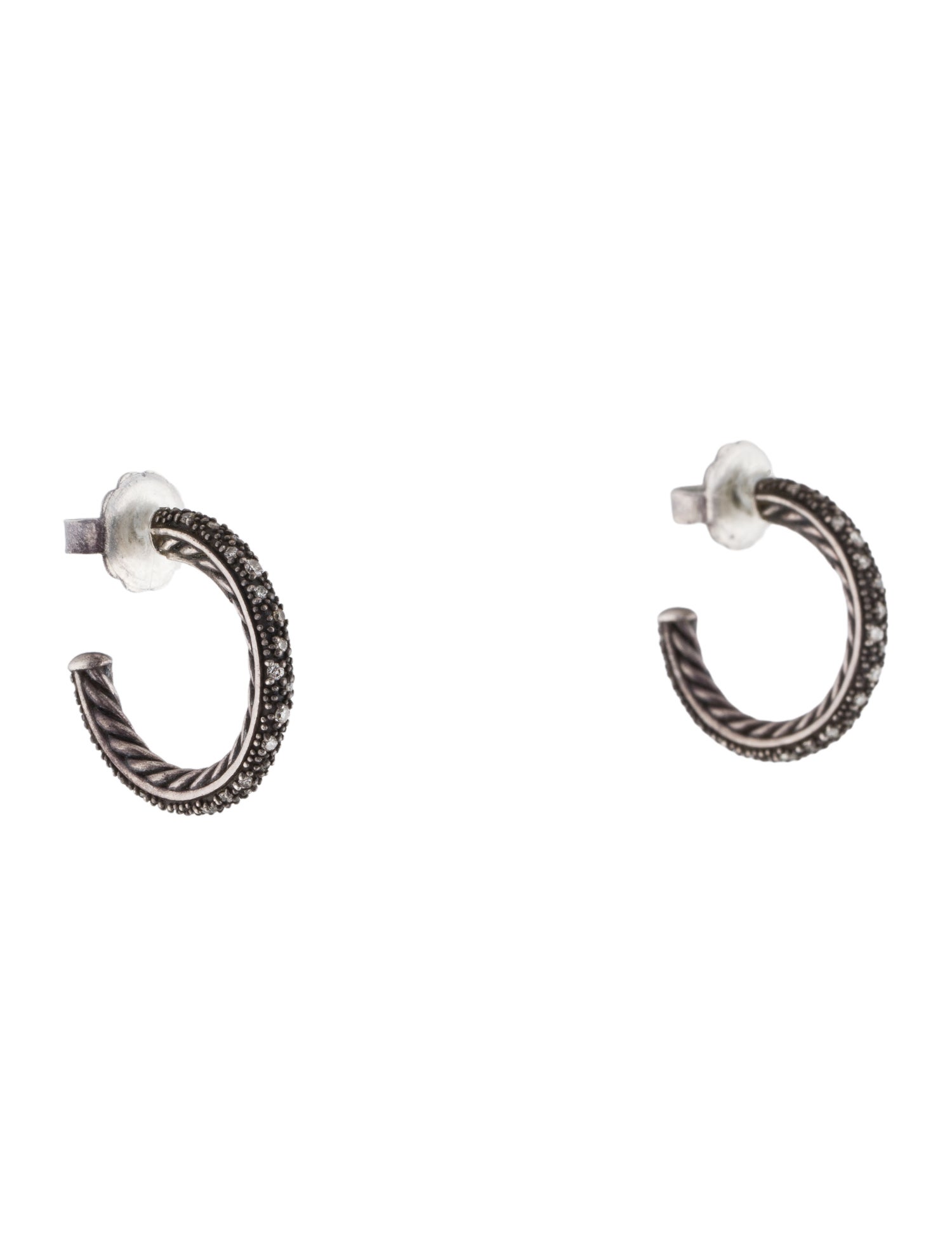 David Yurman Diamond Midnight Melange Hoop Earrings