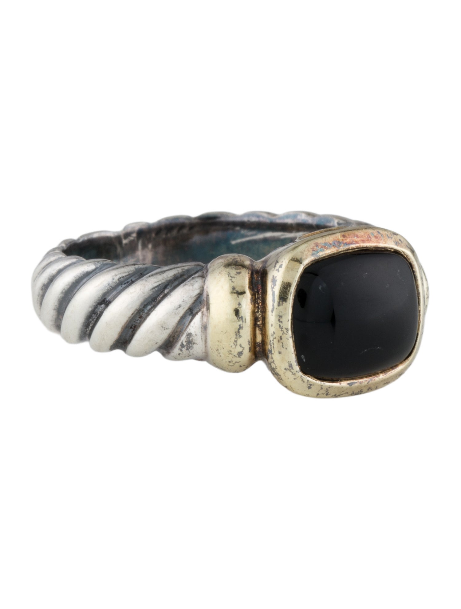 David Yurman Two-Tone Onyx Noblesse Cocktail Ring