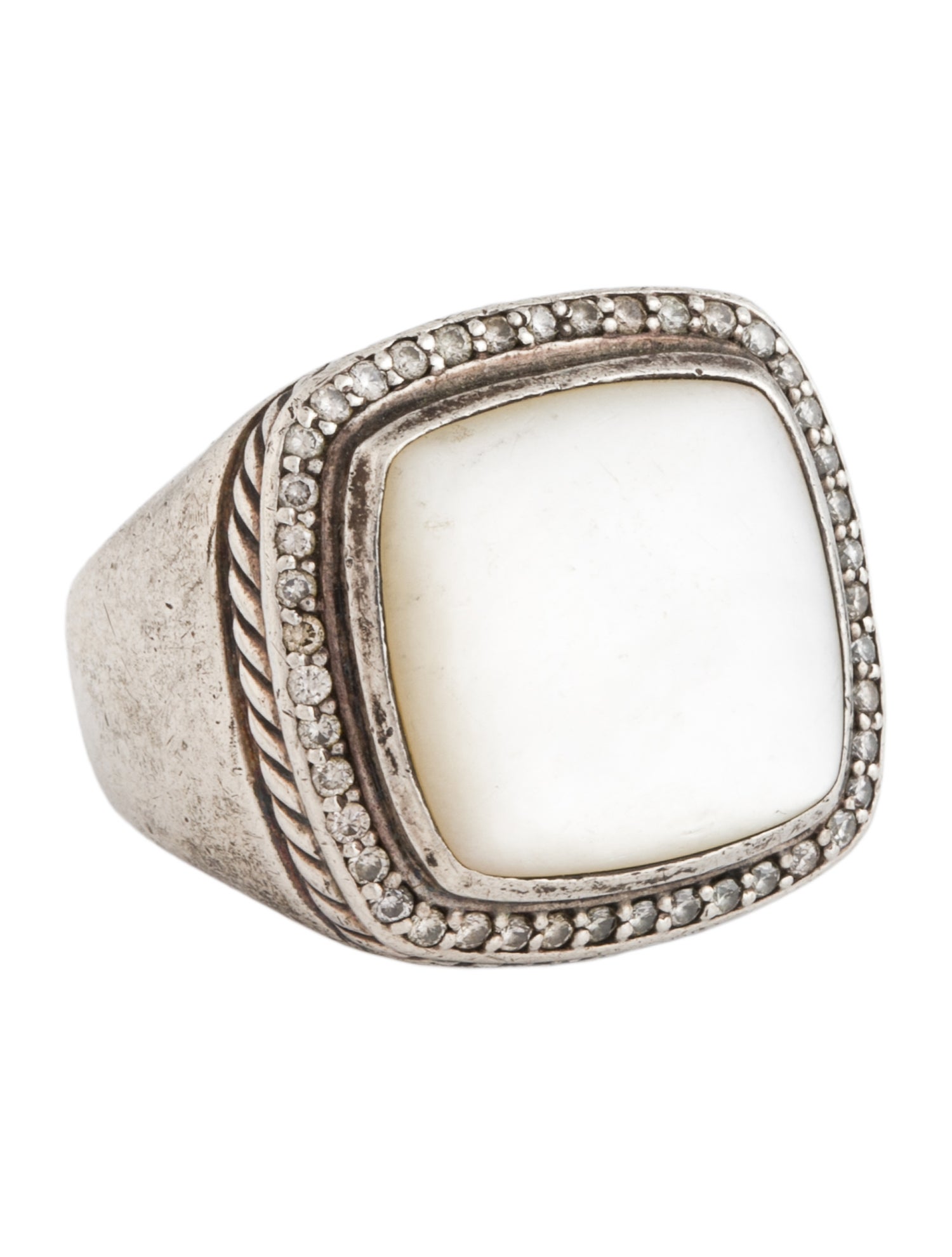 David Yurman Mother Of Pearl & Diamond Cocktail Ring