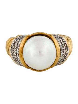 David Yurman 18K Pearl & Diamond Cocktail Ring