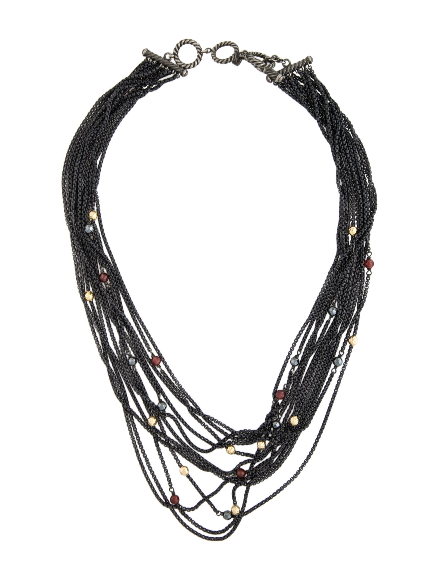 David Yurman Garnet & Hematite Multistrand Necklace