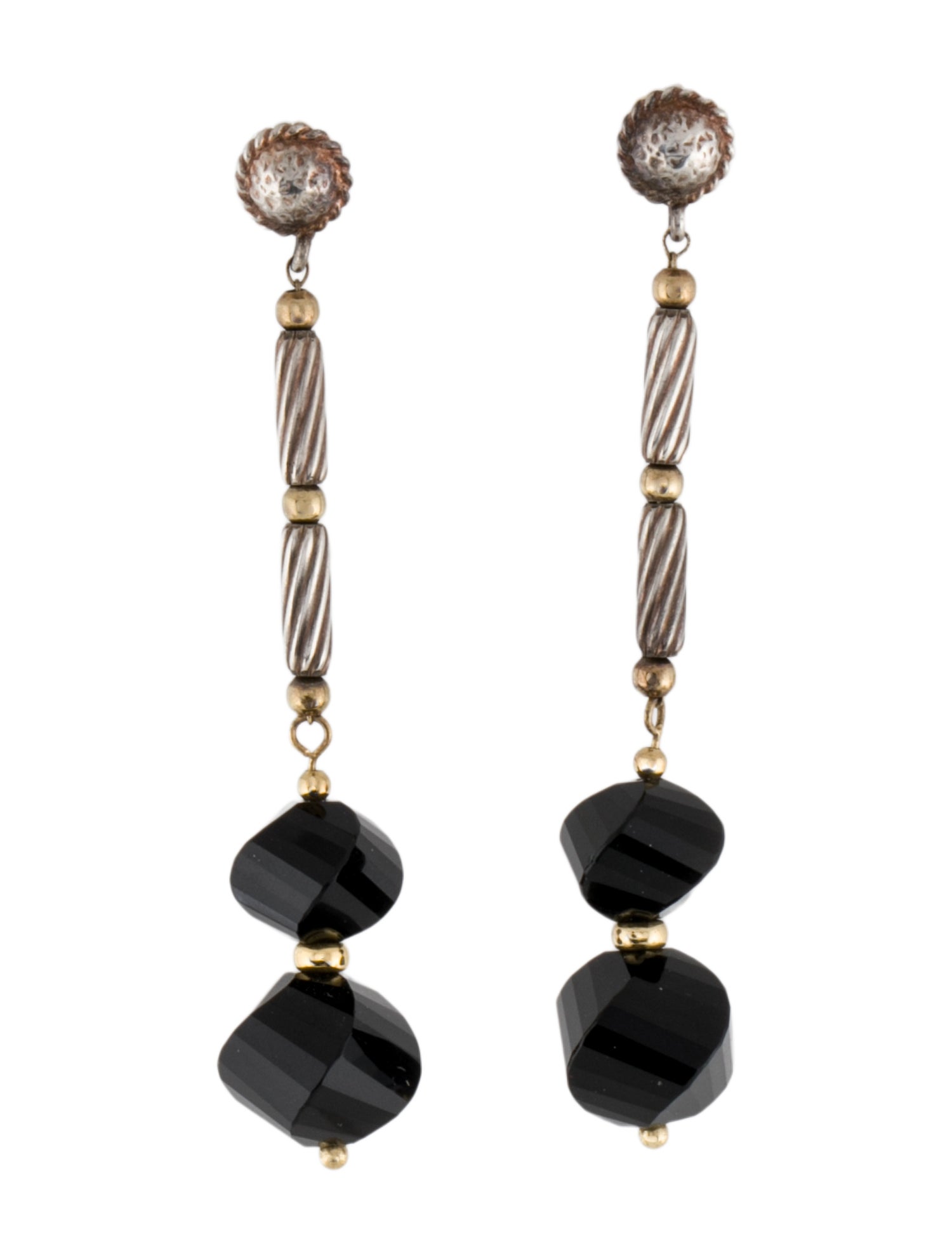 David Yurman Two-Tone Onyx Drop Earrings