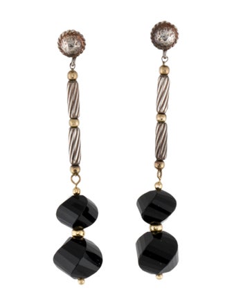 David Yurman Two-Tone Onyx Drop Earrings