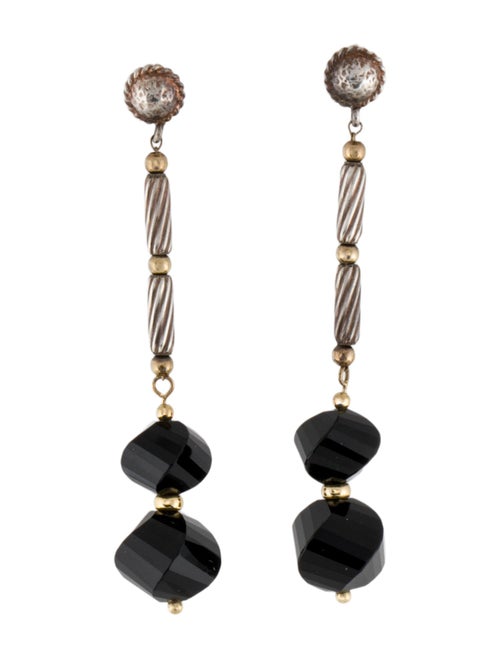 David Yurman Two-Tone Onyx Drop Earrings