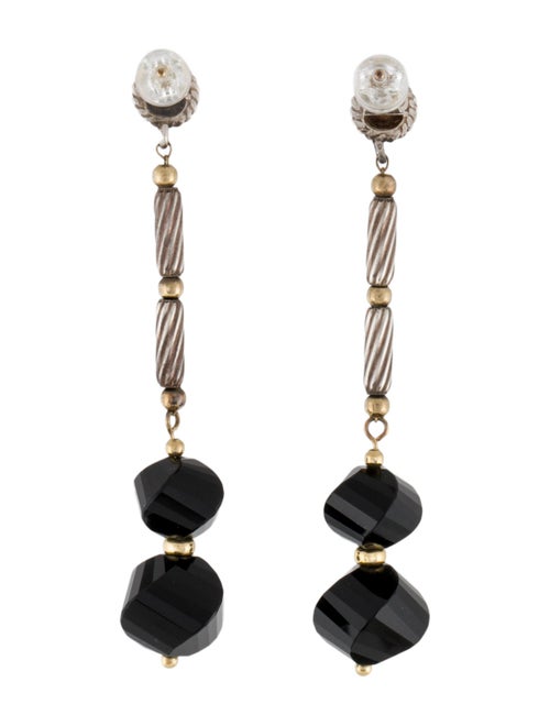 David Yurman Two-Tone Onyx Drop Earrings