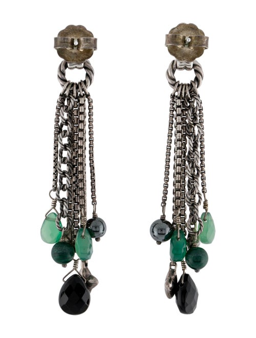 David Yurman Bijoux Onyx, Dyed Chalcedony & Hematine Tassel Earrings