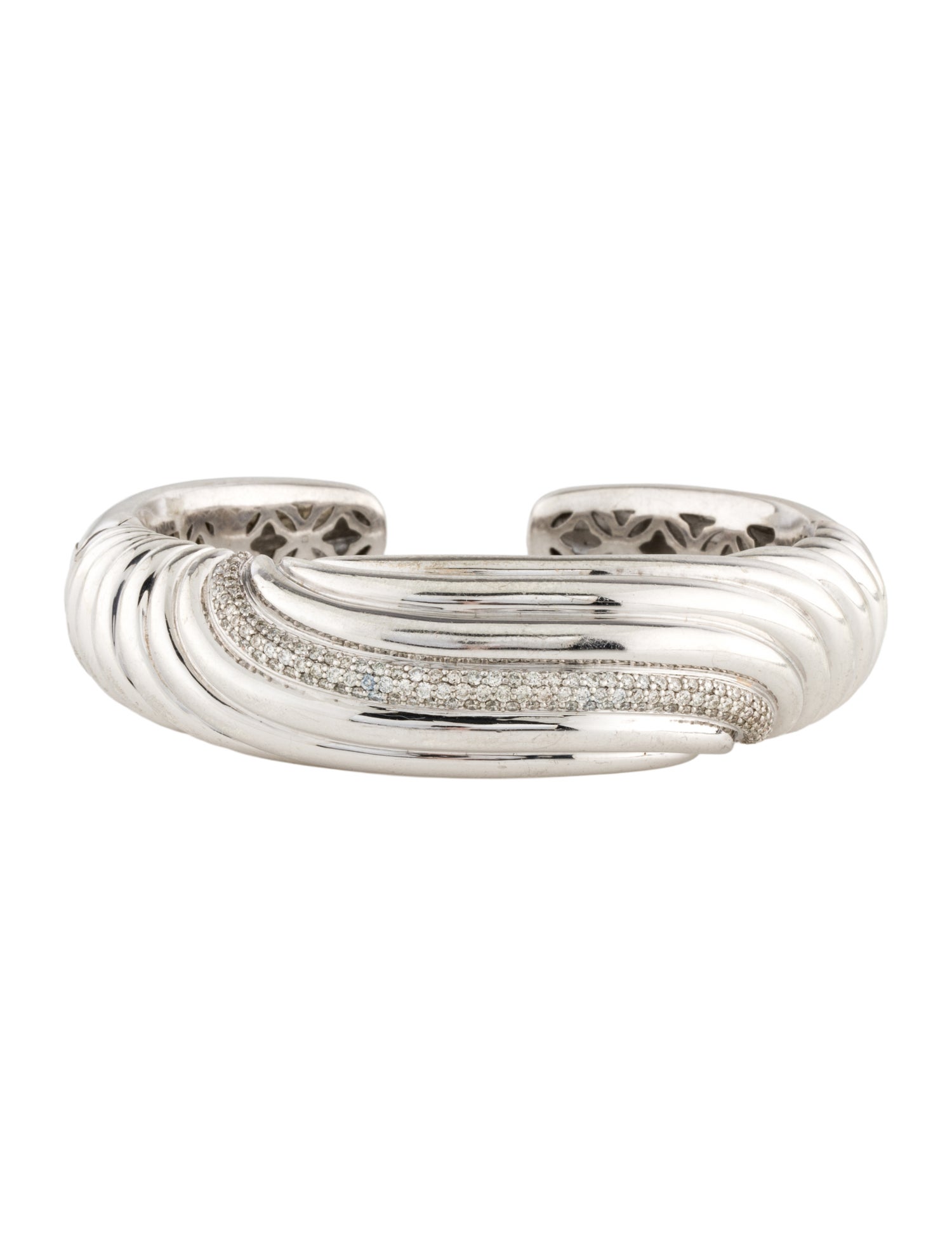 David Yurman 1.09ctw Diamond Sculpted Cable Cuff Bracelet