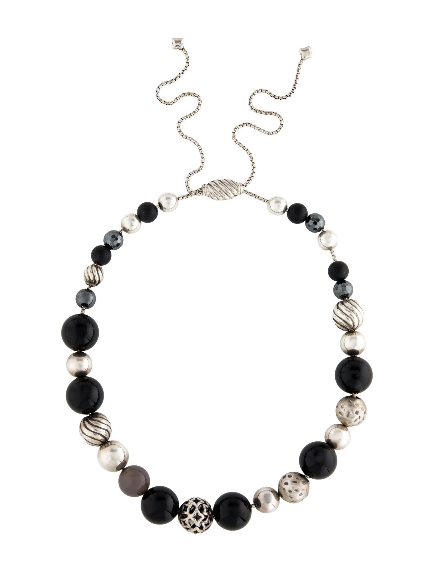 David Yurman Onyx, Chalcedony & Hematite DY Elements Bead Necklace