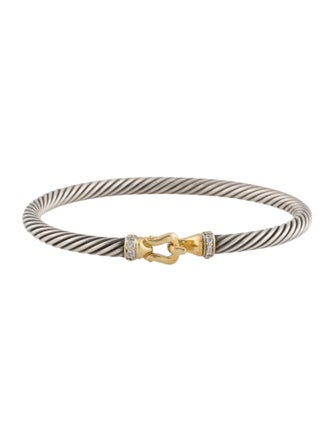 David Yurman Diamond Cable Classic Buckle Bracelet