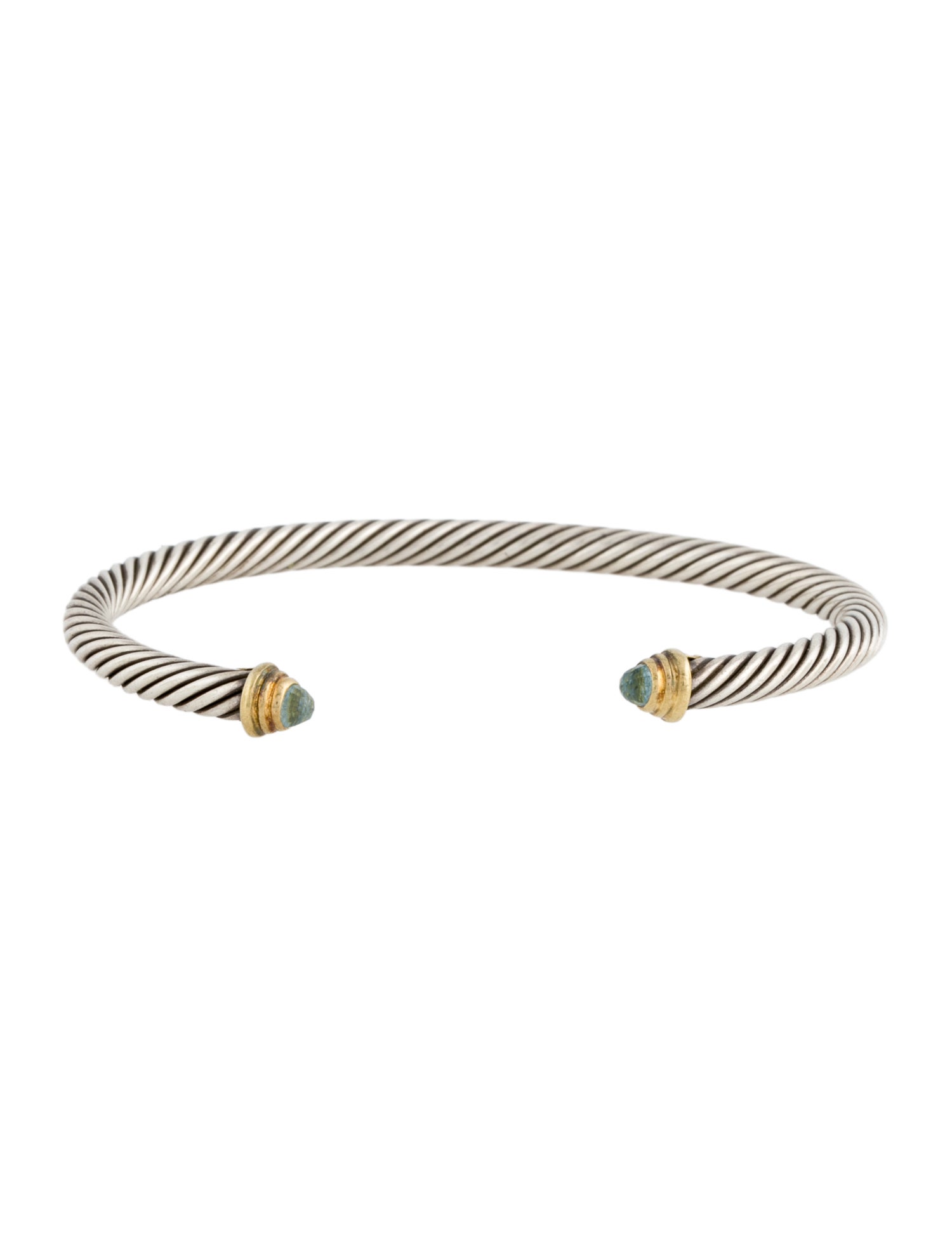 David Yurman Two-Tone Aquamarine Cable Teen Bracelet