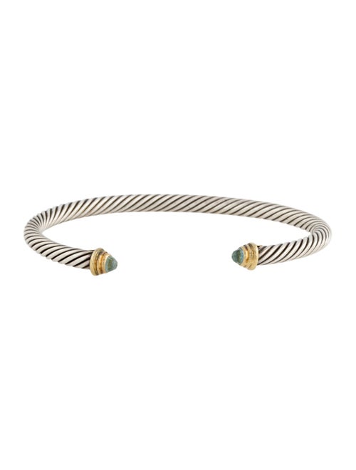 David Yurman Two-Tone Aquamarine Cable Teen Bracelet