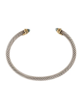 David Yurman Two-Tone Aquamarine Cable Teen Bracelet