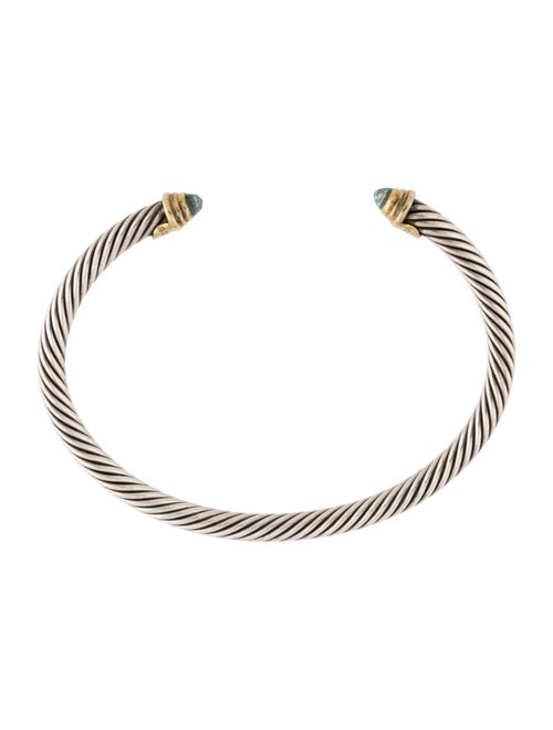 David Yurman Two-Tone Aquamarine Cable Teen Bracelet