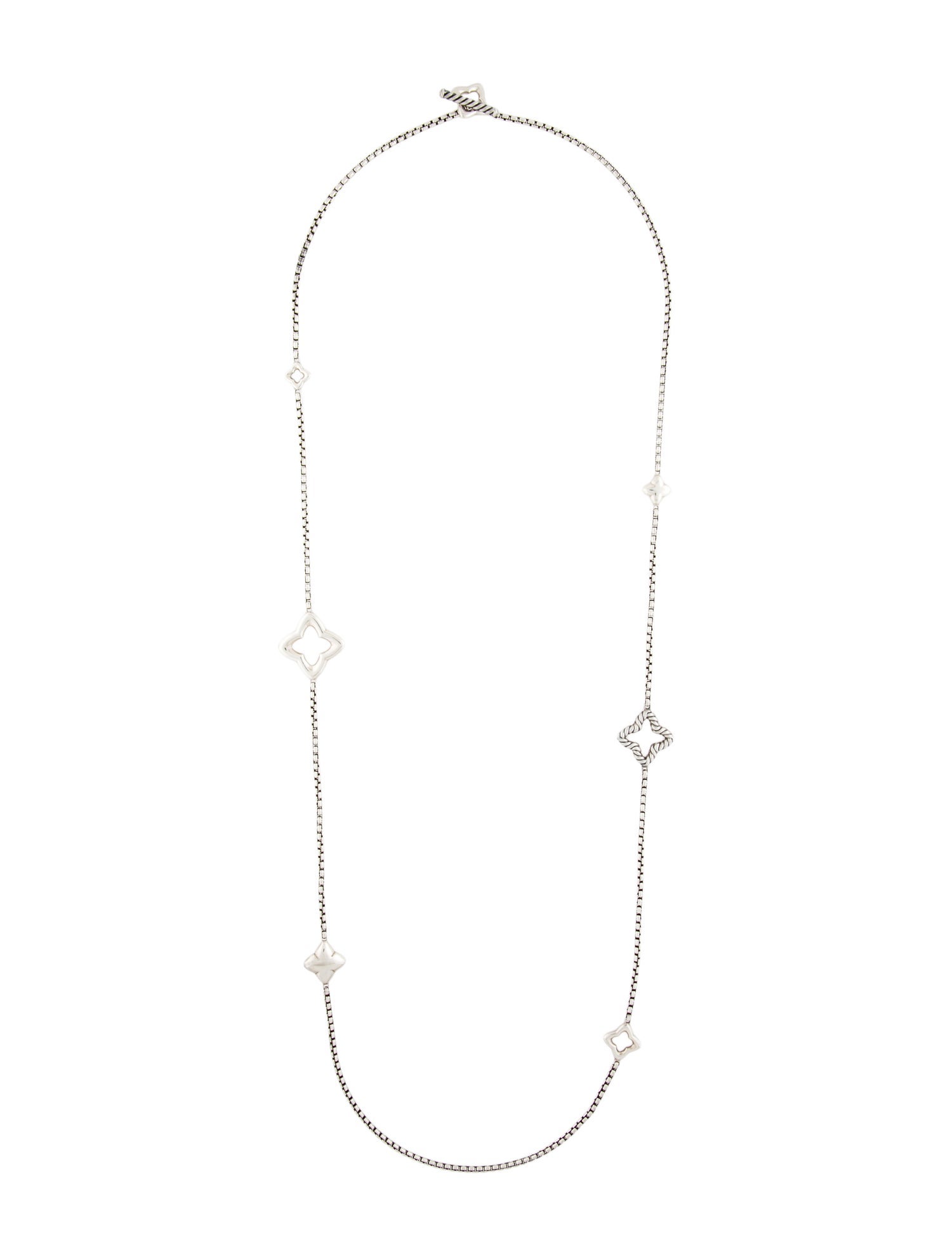 David Yurman Quatrefoil Box Chain Station Necklace