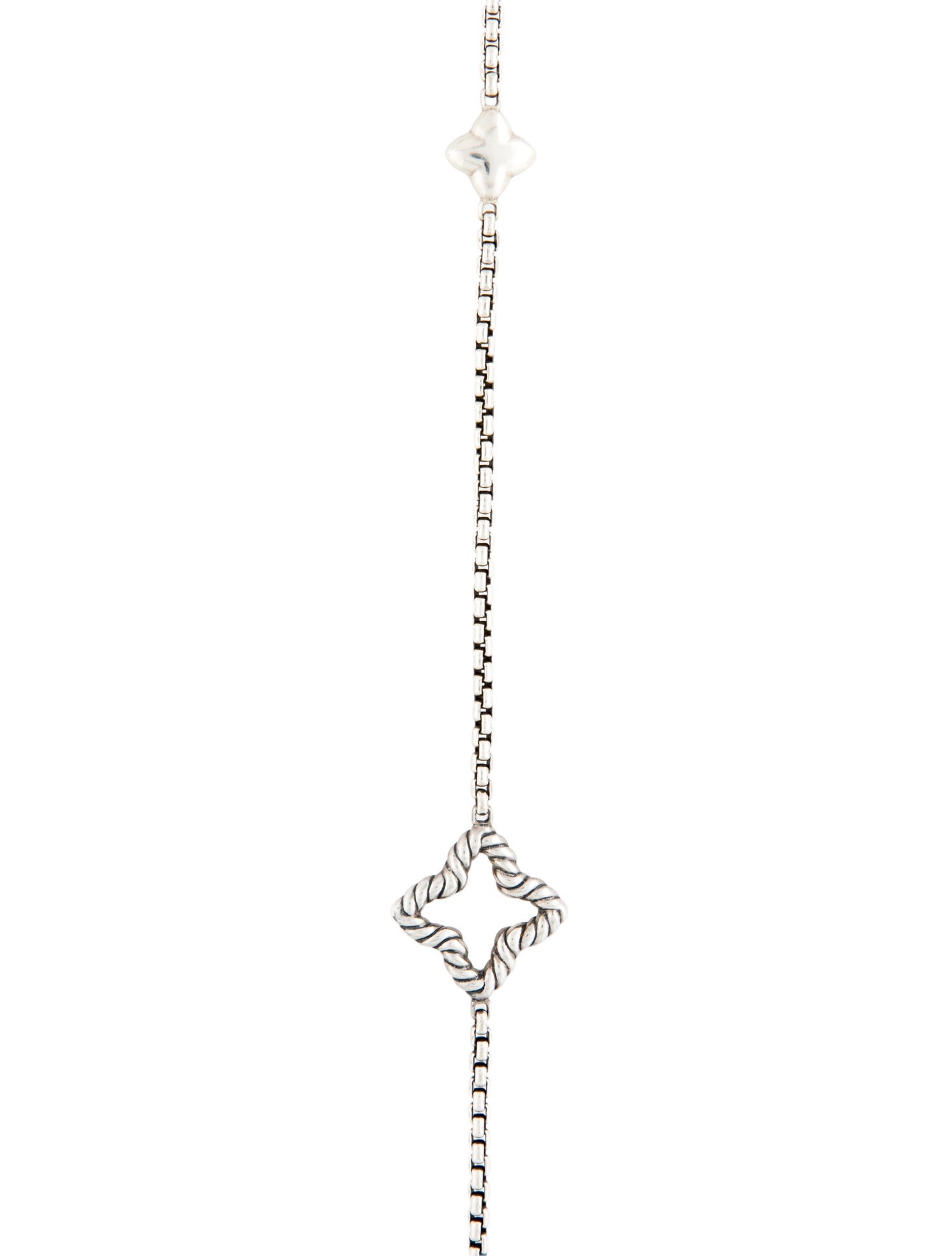 David Yurman Quatrefoil Box Chain Station Necklace
