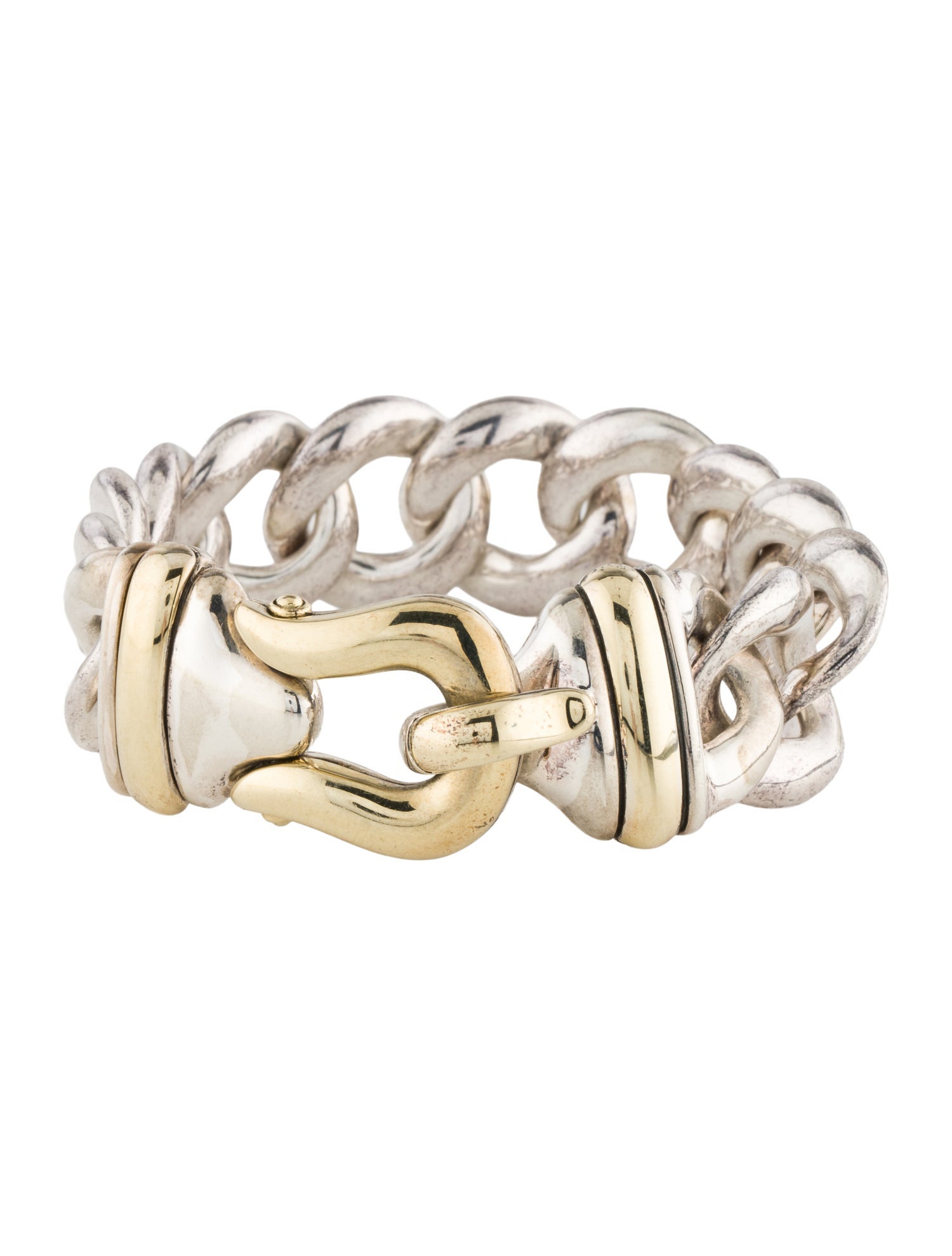 David Yurman Two-Tone Buckle Cuban Link Bracelet