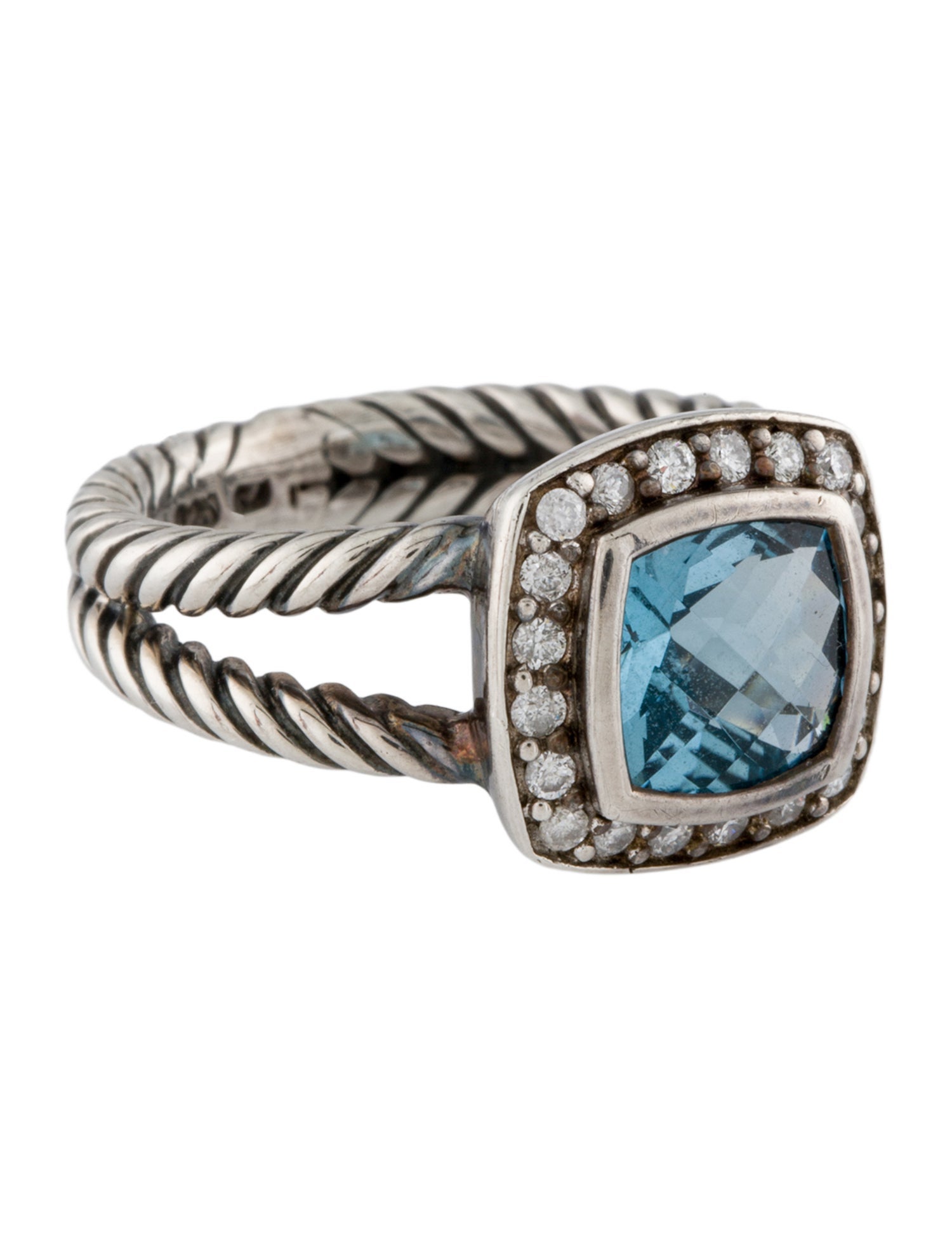 David Yurman Topaz & Diamond Petite Albion Ring