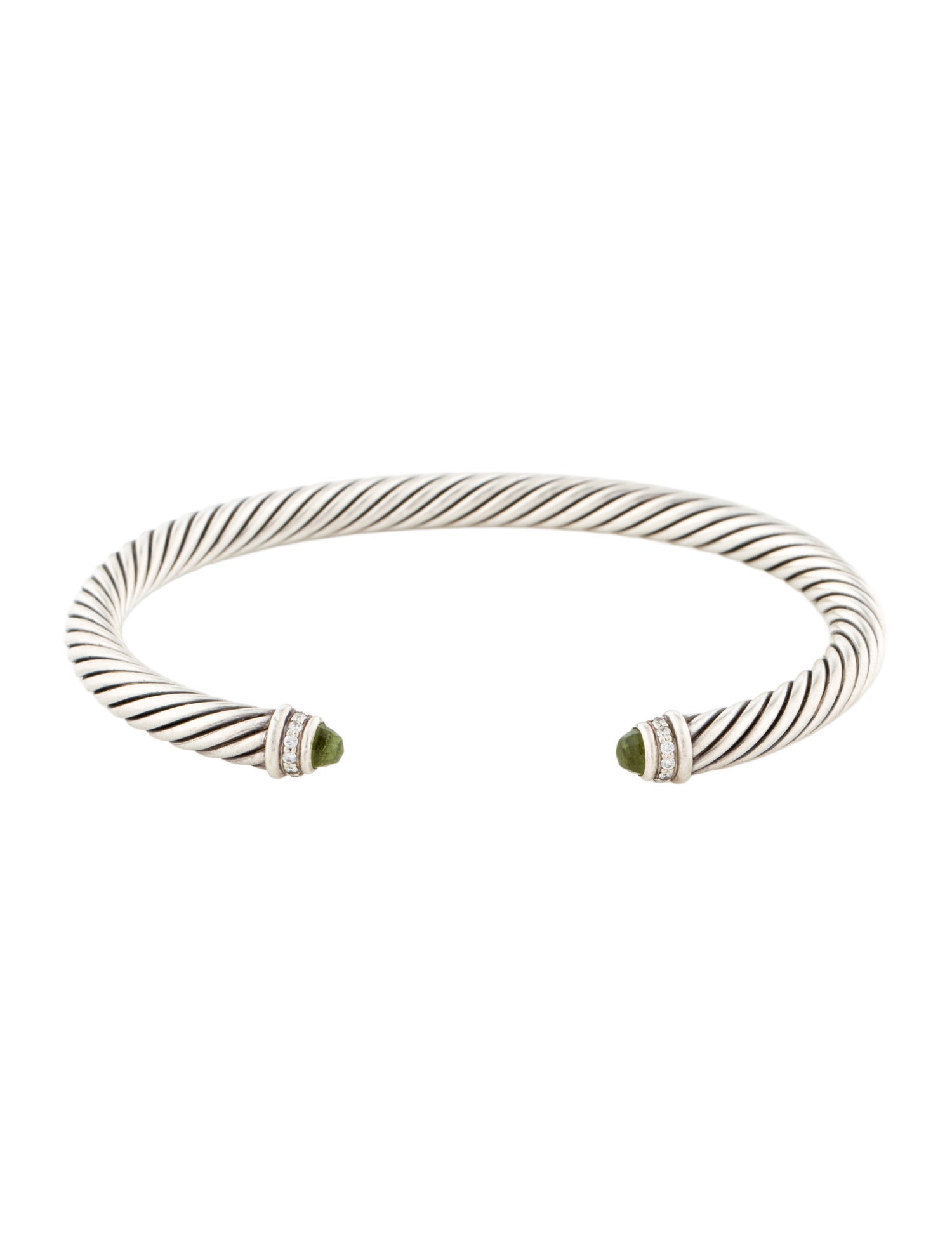 David Yurman Peridot & Diamond Classic Cable Cuff