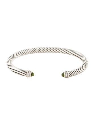 David Yurman Peridot & Diamond Classic Cable Cuff