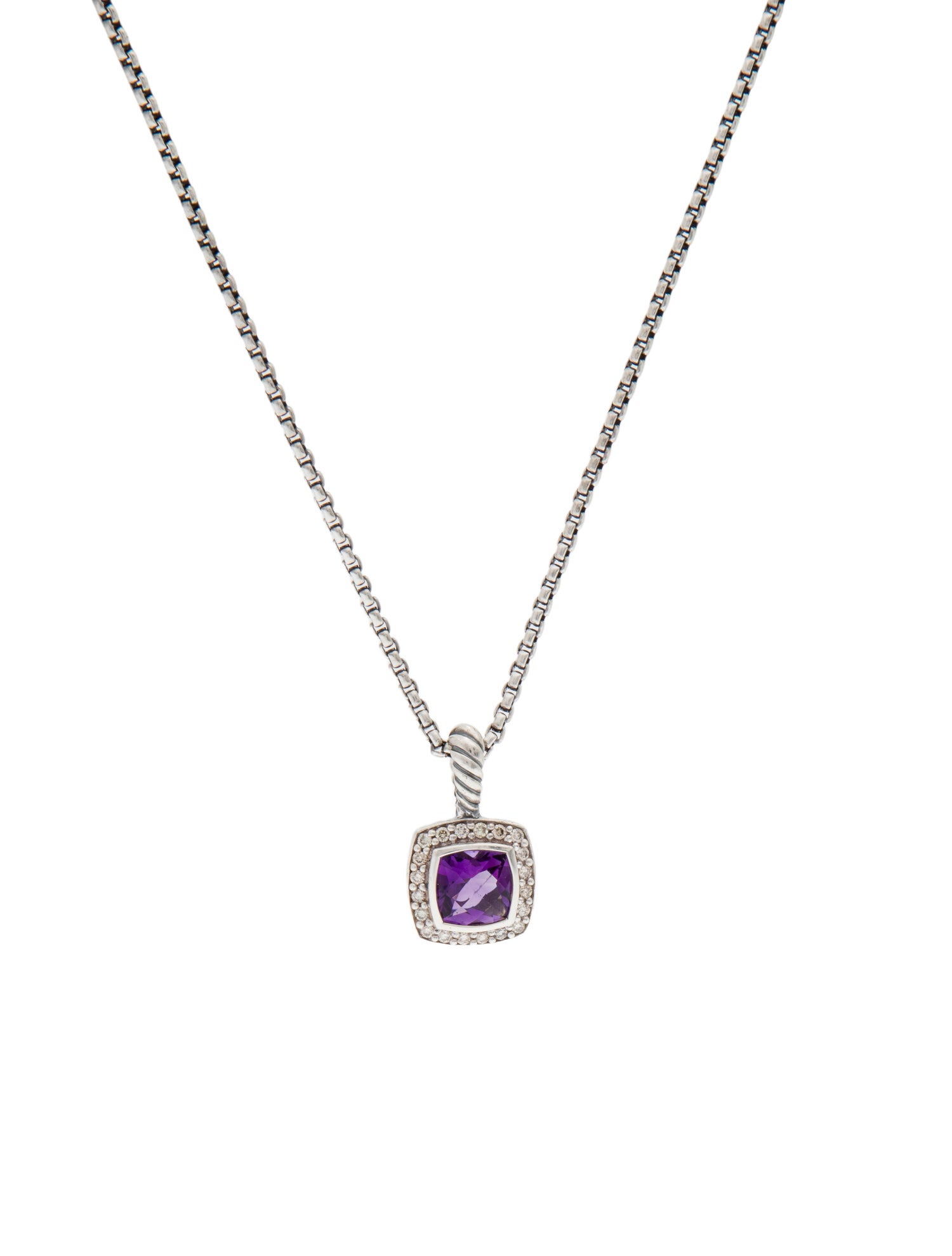 David Yurman Amethyst & Diamond Albion Pendant Necklace