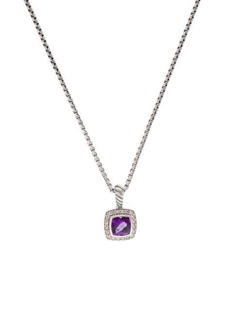 David Yurman Amethyst & Diamond Albion Pendant Necklace