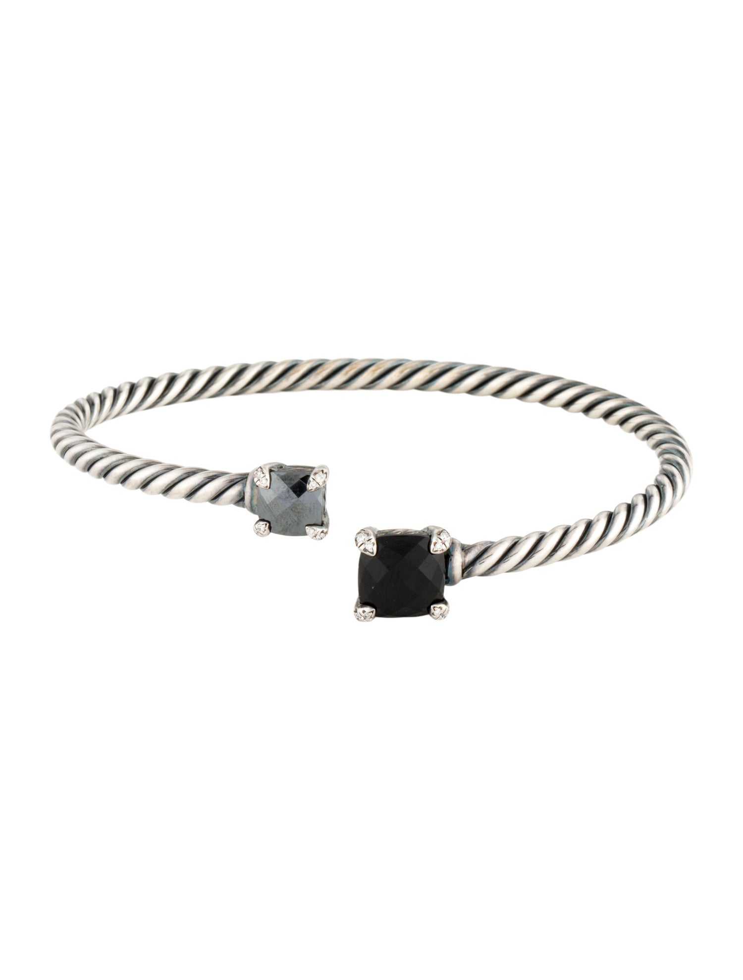 David Yurman Diamond, Onyx, & Hematine Châtelaine Bypass Bracelet