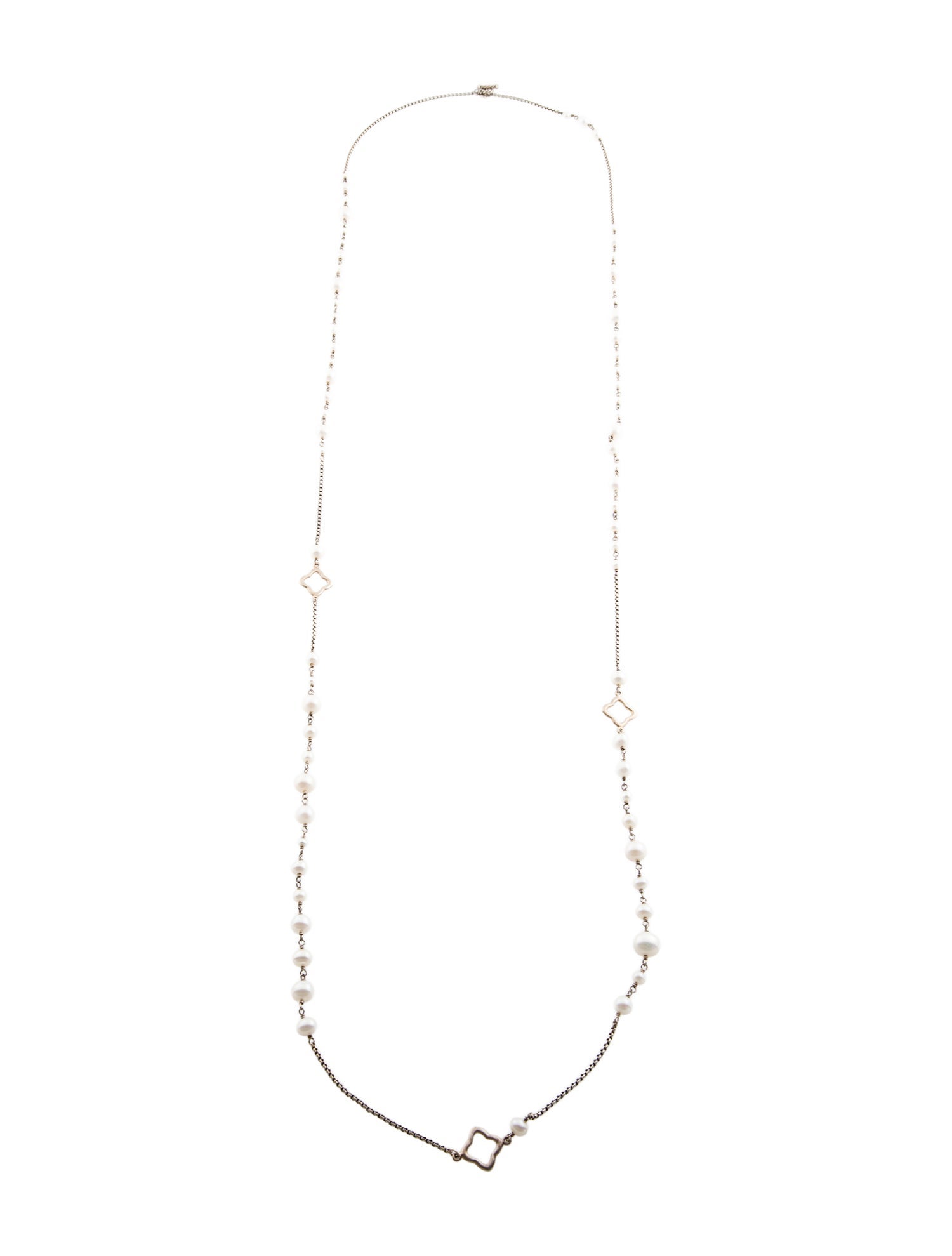 David Yurman Pearl Quatrefoil Station Necklace