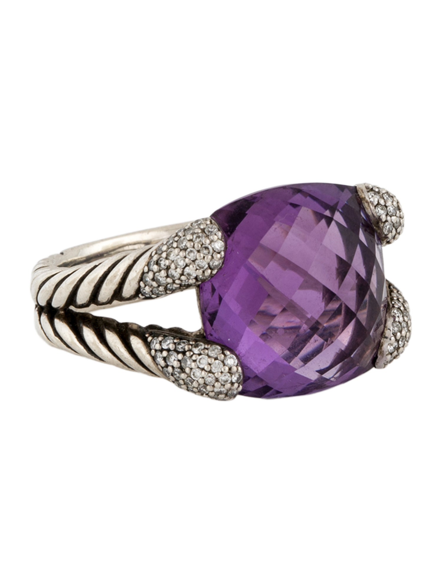 David Yurman Amethyst & Diamond Willow Cocktail Ring