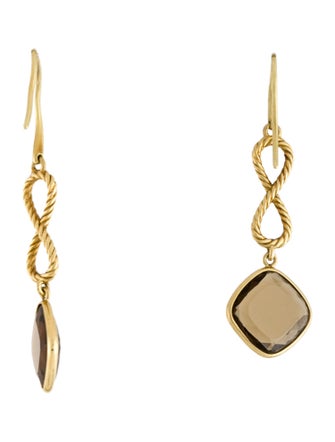 David Yurman 18K Smoky Quartz Infinity Drop Earrings
